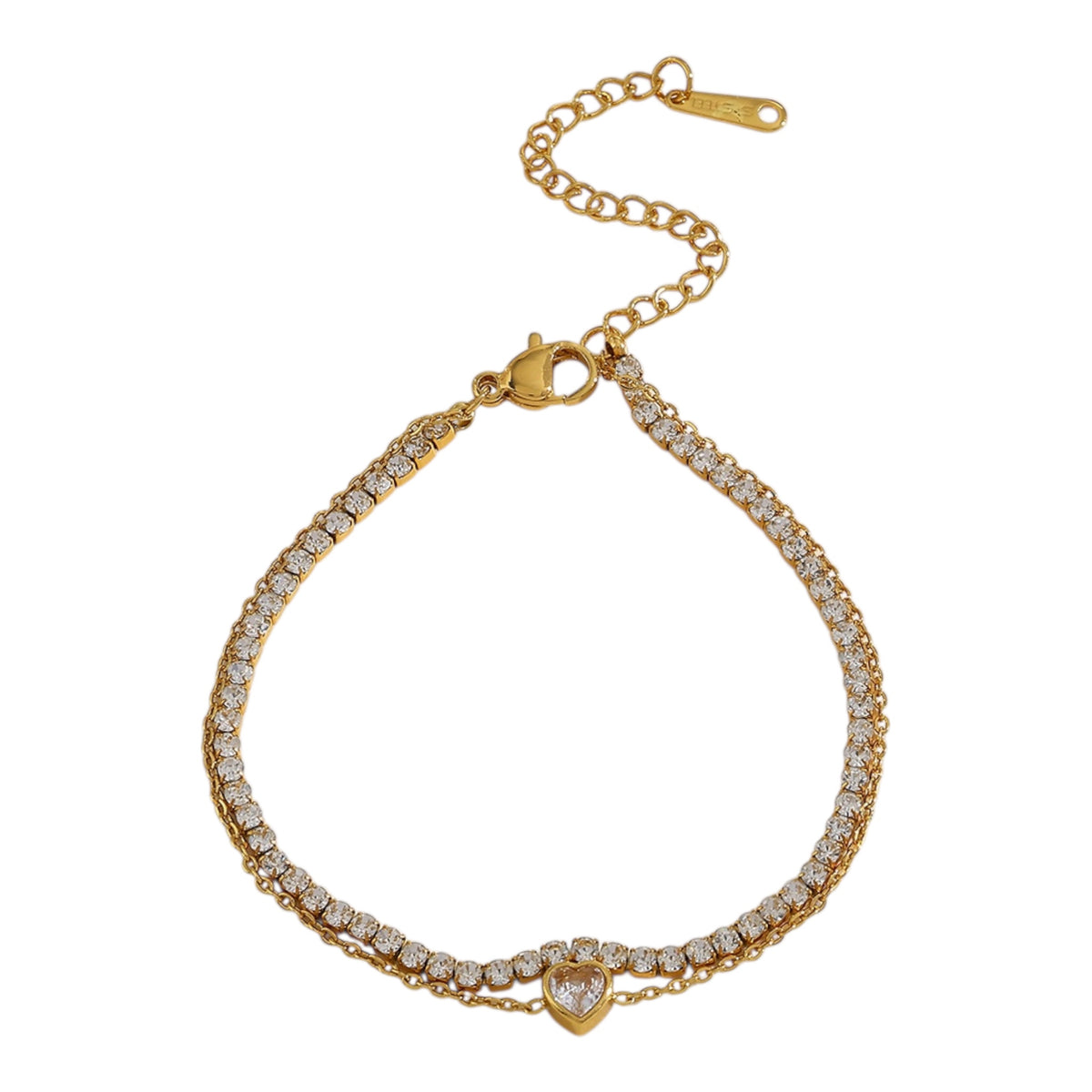 2 in 1 Doppel-Tennisarmband mit Herz