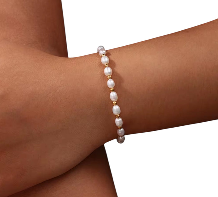 Perlenarmband| vergoldet