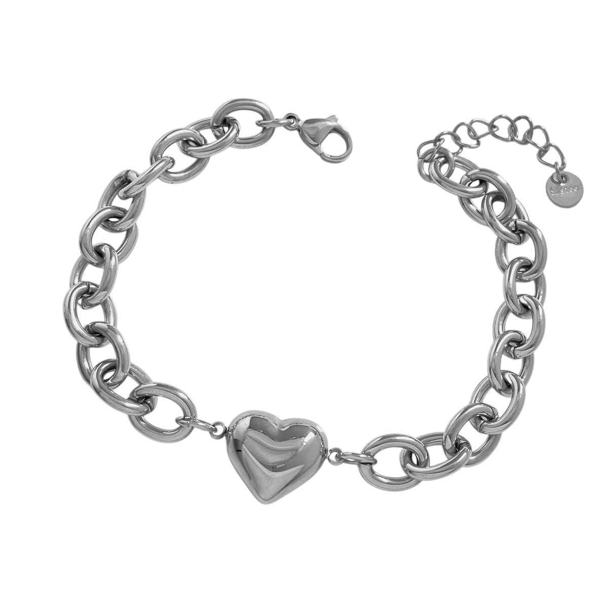 Gliederarmband mit Herzanhänger | Silber
