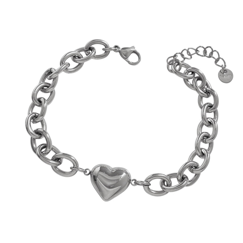 Gliederarmband mit Herzanhänger | Silber