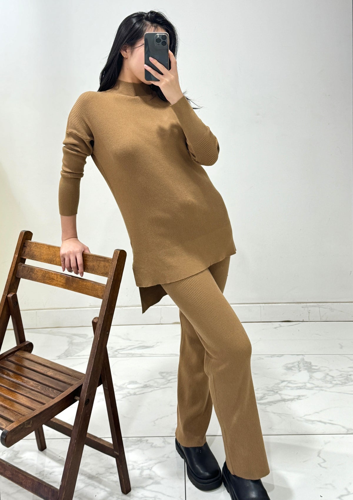 Rippstrick Set | Camel