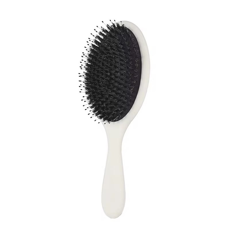 Premium Haarbürste mit Wildschweinborsten & Nylon – Entwirrbürste für glänzendes Haar | Creme