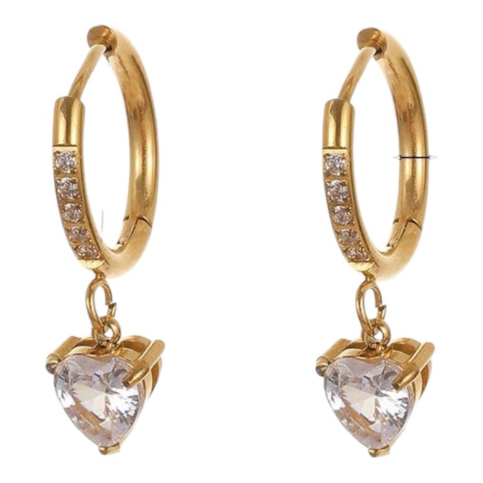 Creolen Ohrringe Gold mit Herz- Anhänger | Gold