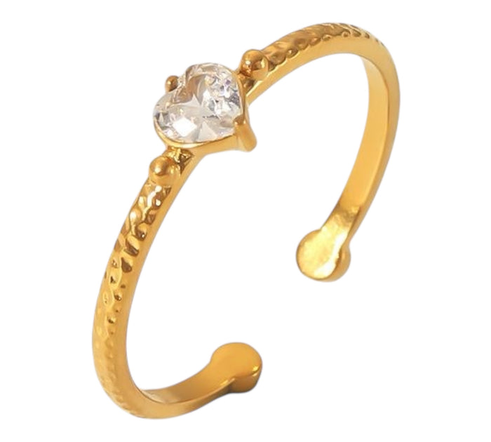 Verstellbarer Ring - Herz aus Strass