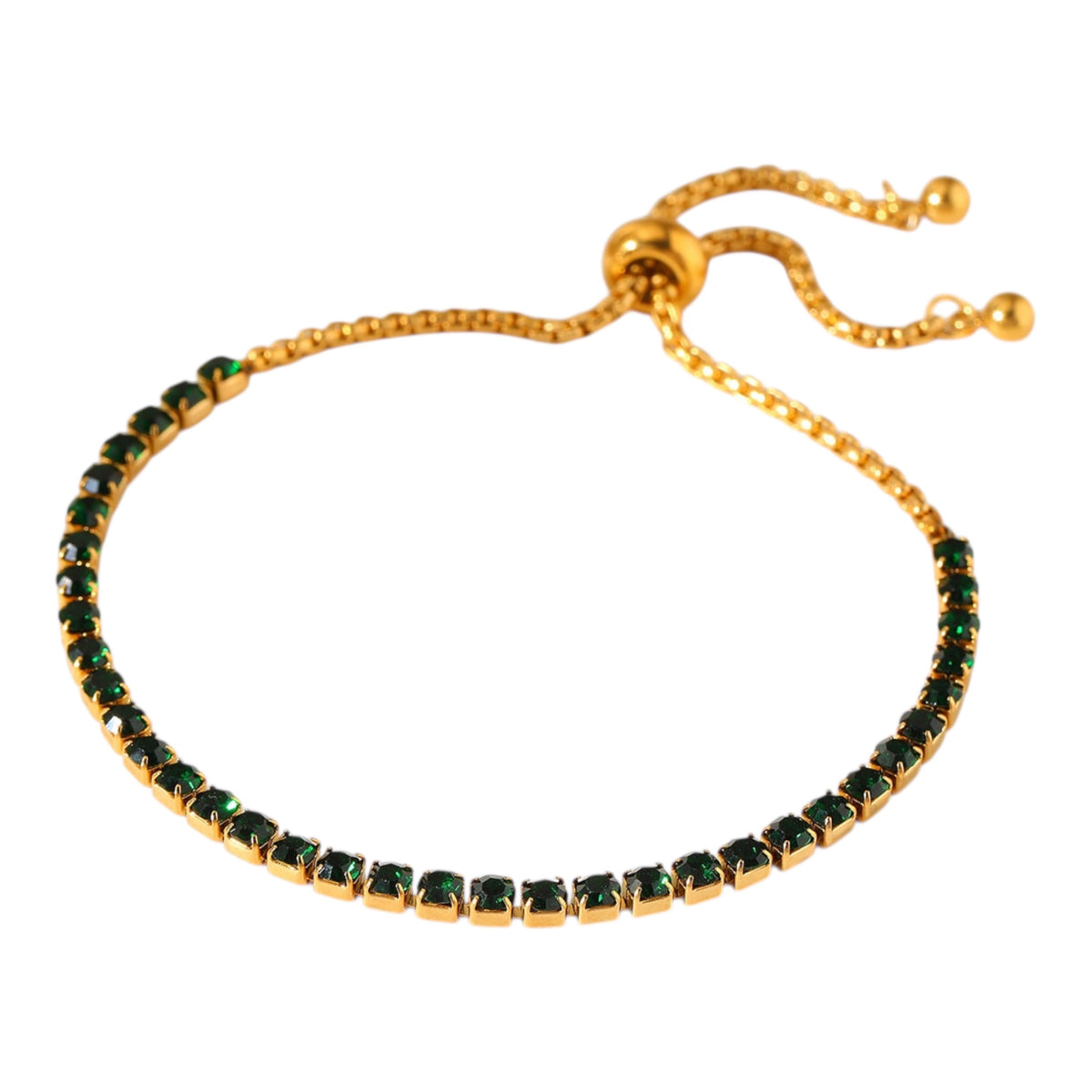 Verstellbares Tennisarmband - Zirkonia Smaragdgrün