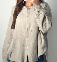 Oversize Musselin Bluse | Beige