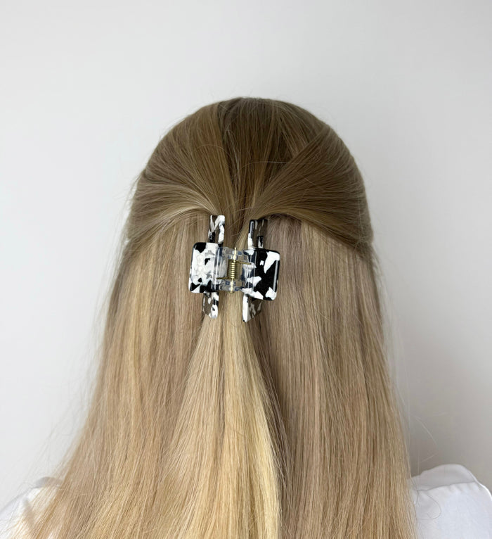 Square Haarklammer | Black Marble