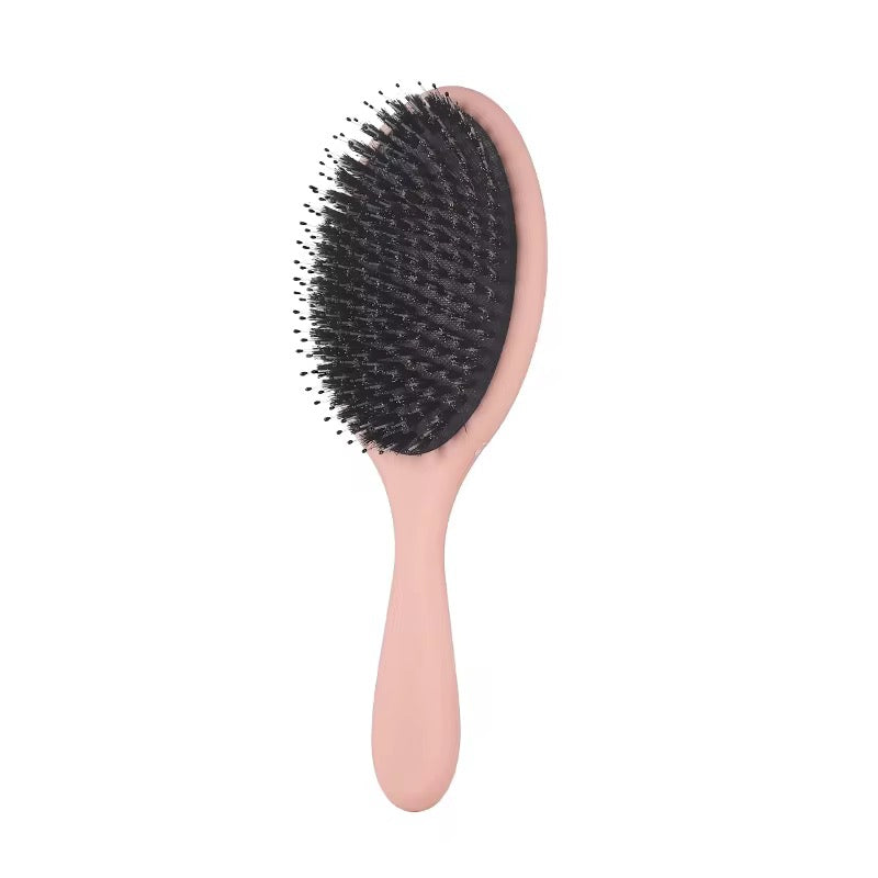 Premium Haarbürste mit Wildschweinborsten & Nylon – Entwirrbürste für glänzendes Haar | Rosa
