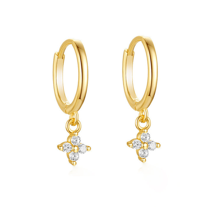 Blumen Creolen Gold – Zirkonia, Edelstahl | Weiß