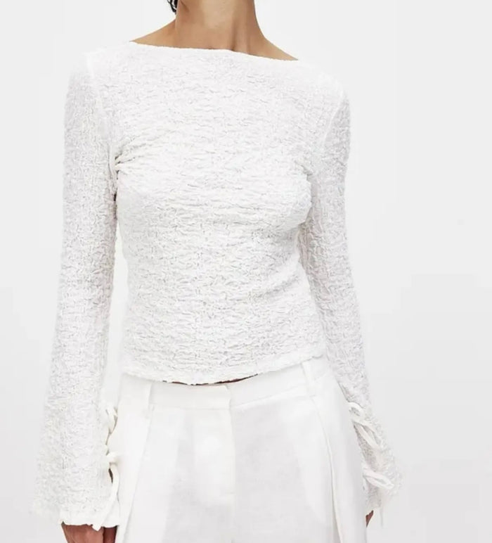 Strukturiertes Stretch-Top | Weiß