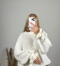 Oversize Pullover mit Schleifenärmeln | Cremeweiß
