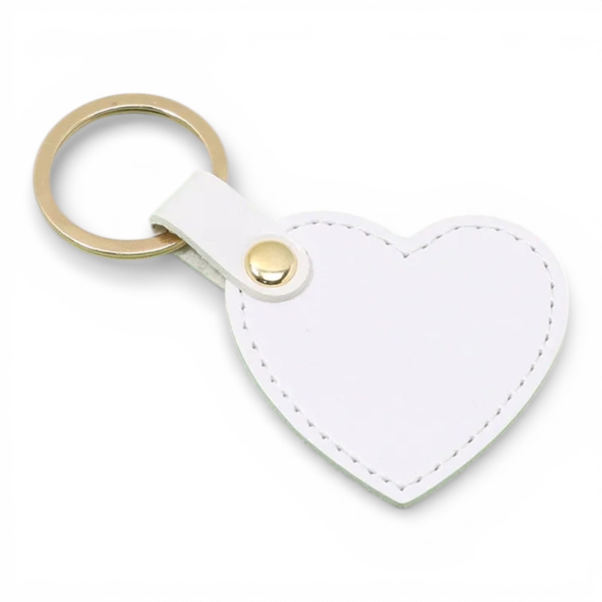 Herz Schlüsselanhänger aus Kunstleder – minimalistischer Keychain in Weiß