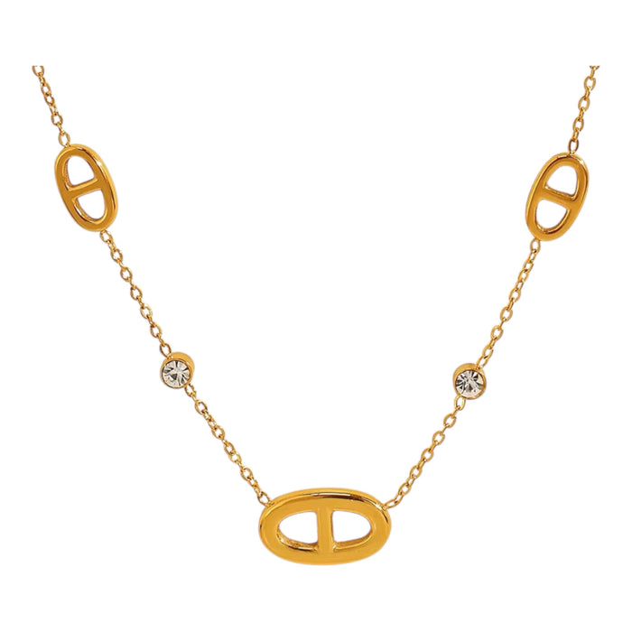 Halskette mit Ovalen Elementen und Strass