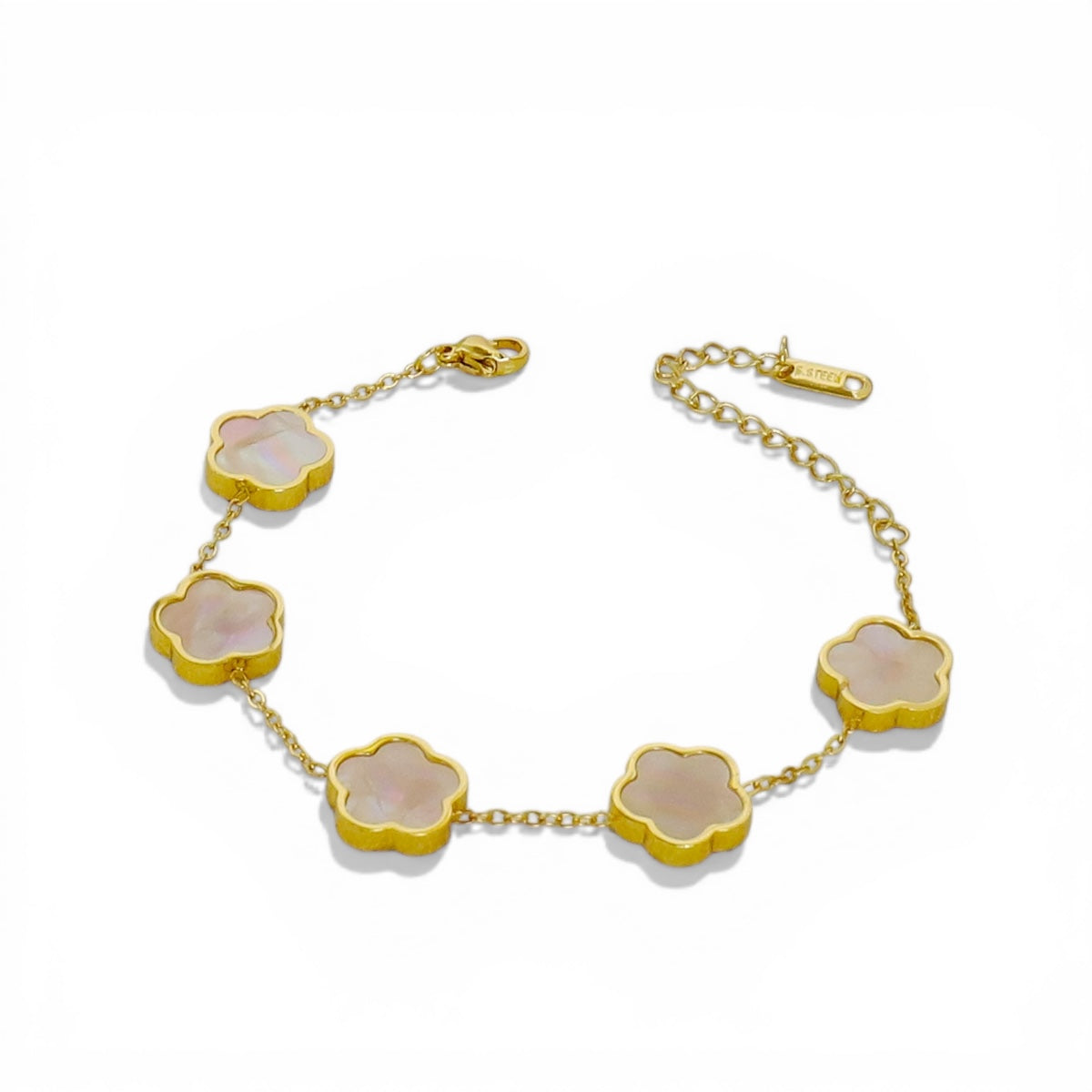 Blumen Armband Creme Gold – Edelstahl