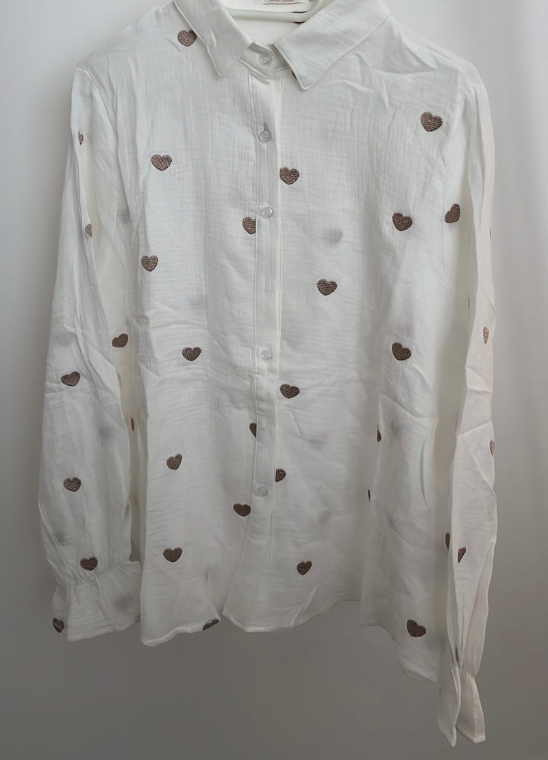 Musselin Bluse mit Herzen