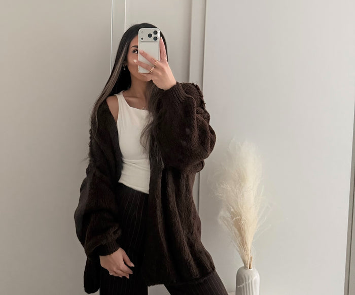 Offener Strick Cardigan - Braun
