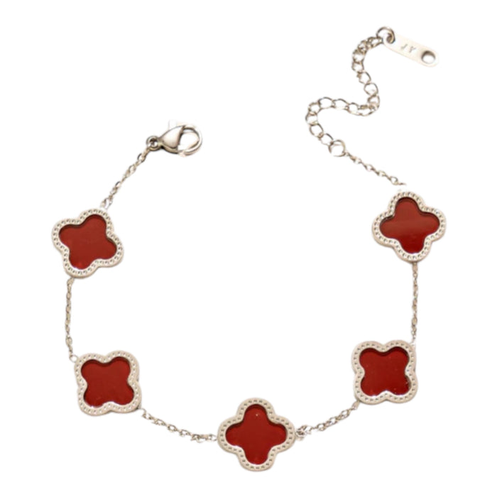 Armband | Rubin Glücksklee