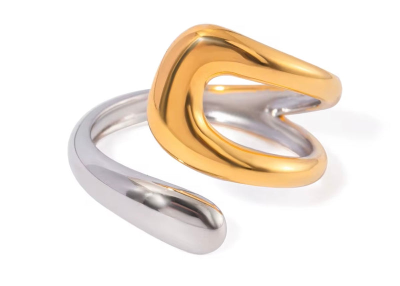 Verstellbarer Ring Bicolor | offenes Design