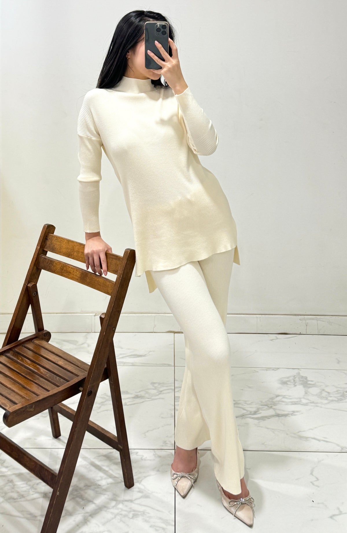 Rippstrick Set | Creme