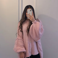 Oversize Cardigan mit goldenen Knöpfen