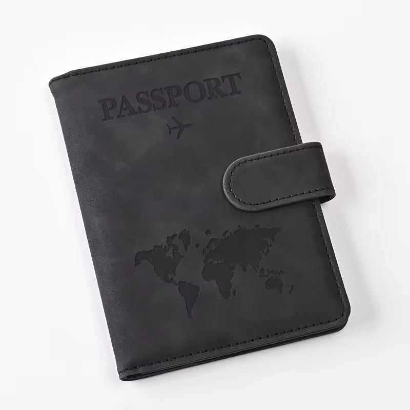 Reisepasshülle aus PU-Leder – Reiseorganizer mit Kartenfächern/ SIM Fach | Schwarz