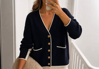 Strick-Cardigan mit Kontrastdetails | schwarz oder weiß