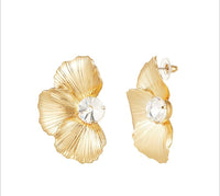Blumen-Ohrringe gold mit Stein