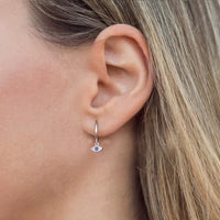 925 Sterling Silber Creolen mit Evil Eye Anhänger – Zirkonia