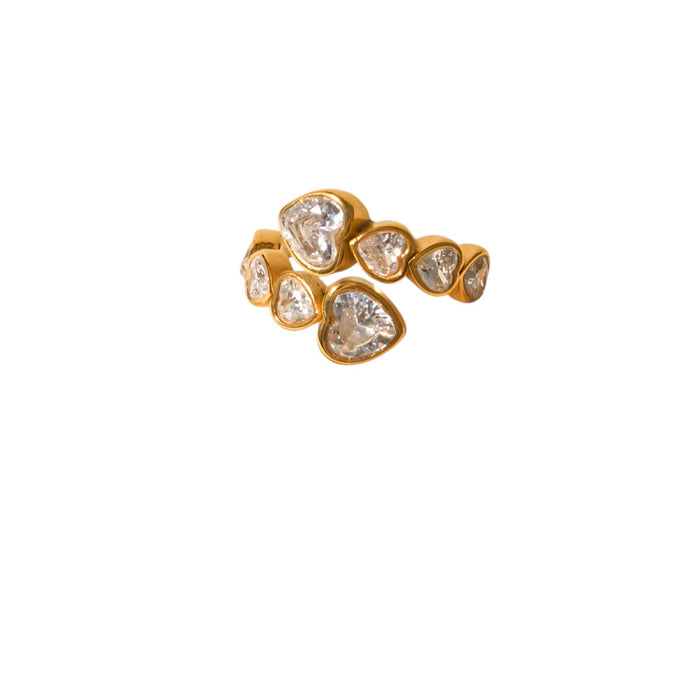 Verstellbarer Ring  - mit Herzen aus Steinchen