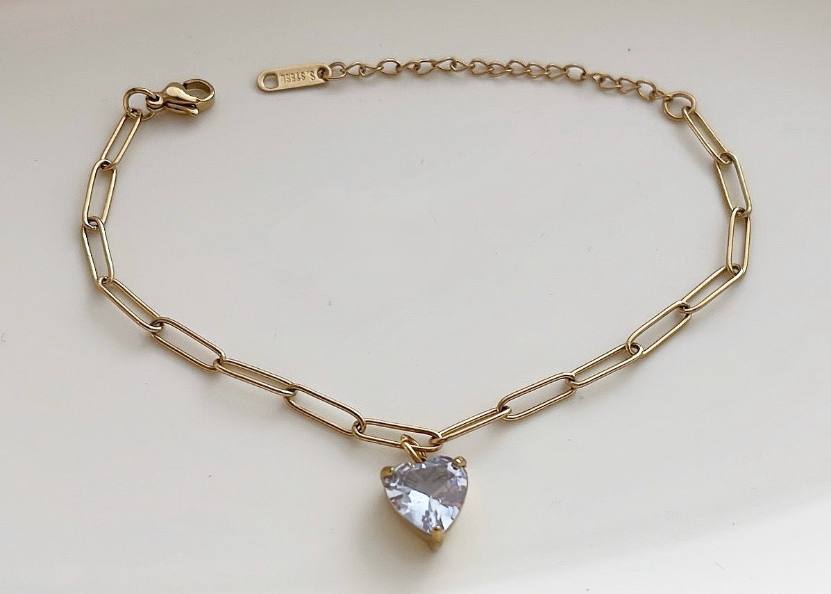 Armband  Herzkristall | 18 Karat vergoldet