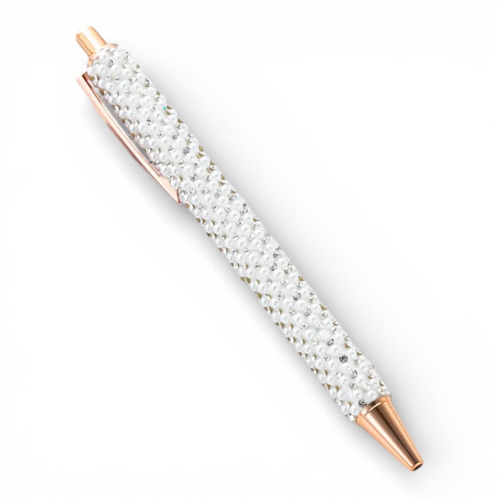 Strass Kugelschreiber mit Kristallen – Glam Schreibstift | Weiß