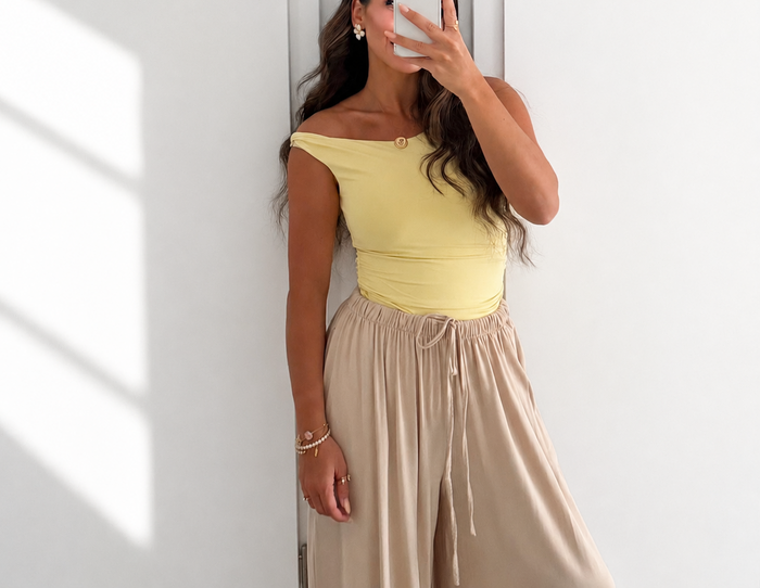 Luftige Hose aus Viskose - Beige