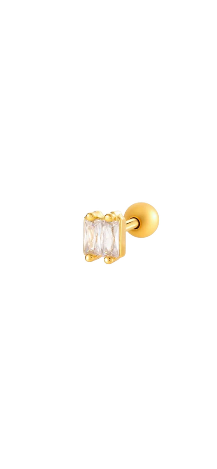 Helix / Ohrpiercing „ Crystal Classic “ – Edelstahl vergoldet mit Zironia