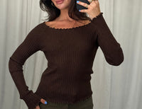 Rippstrick Longsleeve mit Wellenkante | verschiedene Farben
