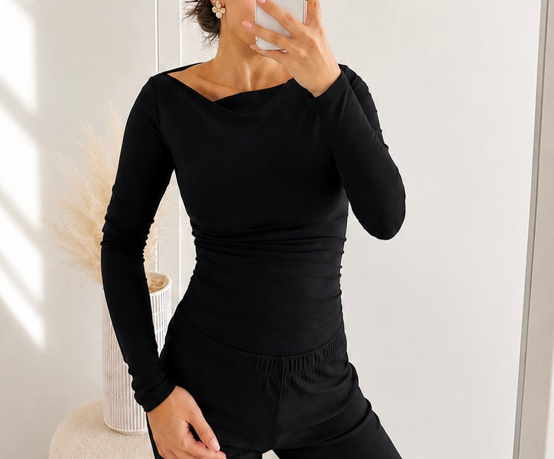 Basic Stretch Shirt – Figurbetontes Langarm Top | Verschiedene Farben