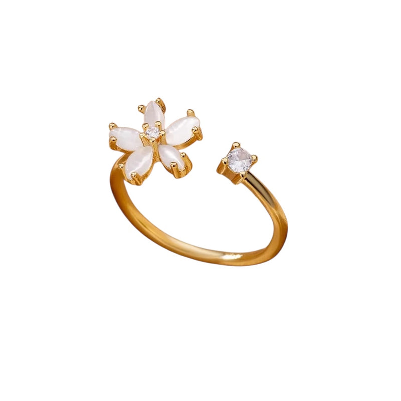 Verstellbarer Ring - Blütenring mit Zirkonia