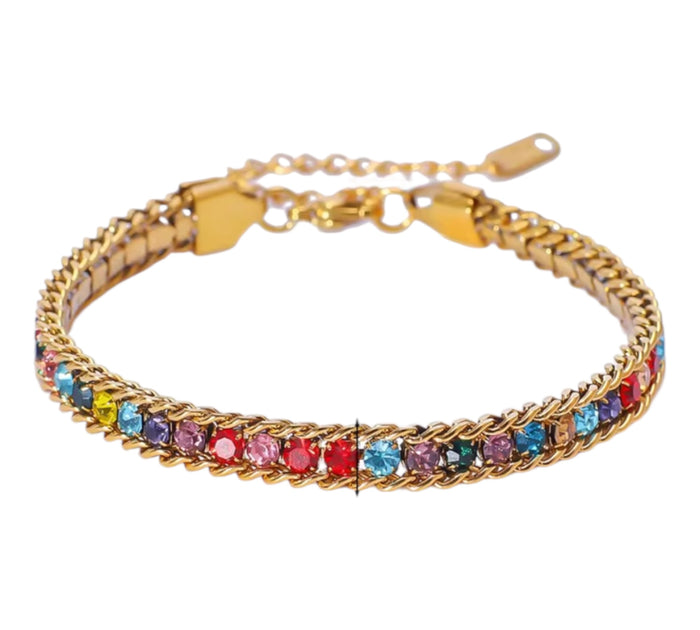 Kettenarmband |gold- bunt