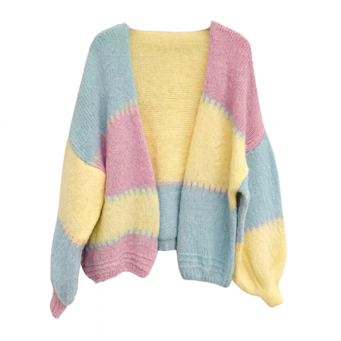 Strickjacke im Colorblock-Stil – Pastell