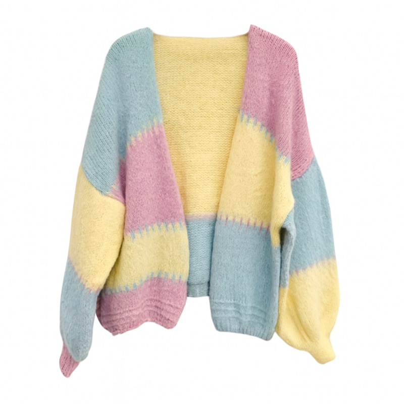 Strickjacke im Colorblock-Stil – Pastell