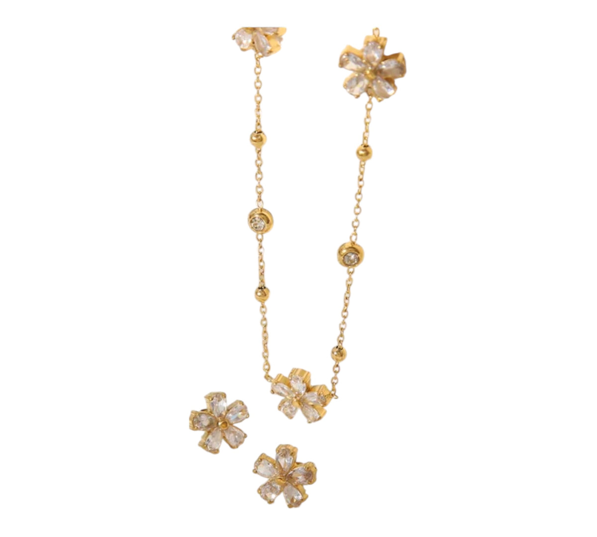 Schmuckset Zirkonia Blüten