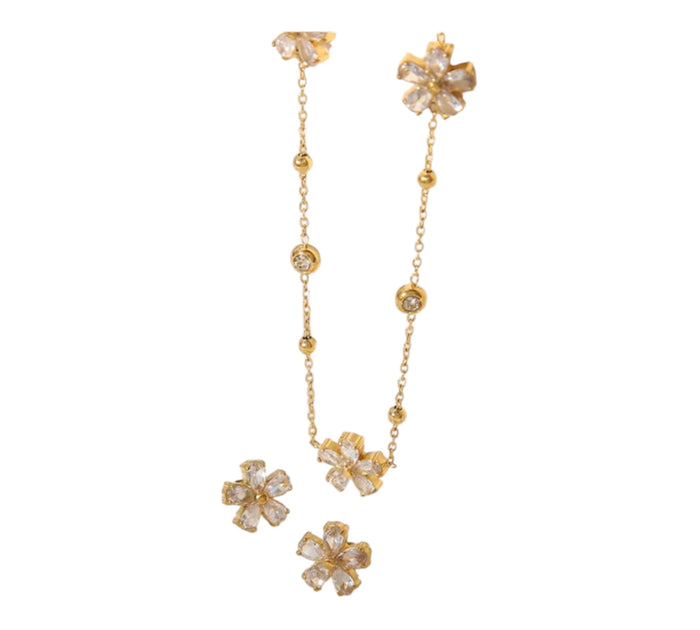 Schmuckset Zirkonia Blüten