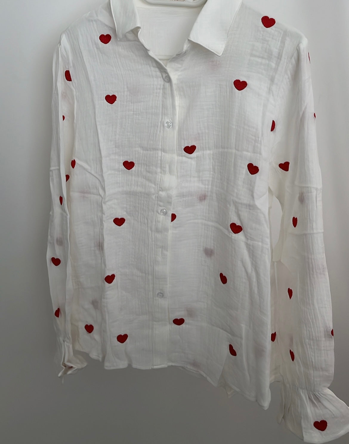 Musselin Bluse mit Herzen
