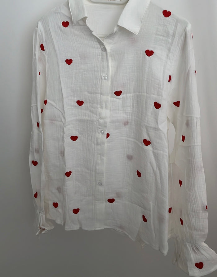 Musselin Bluse mit Herzen