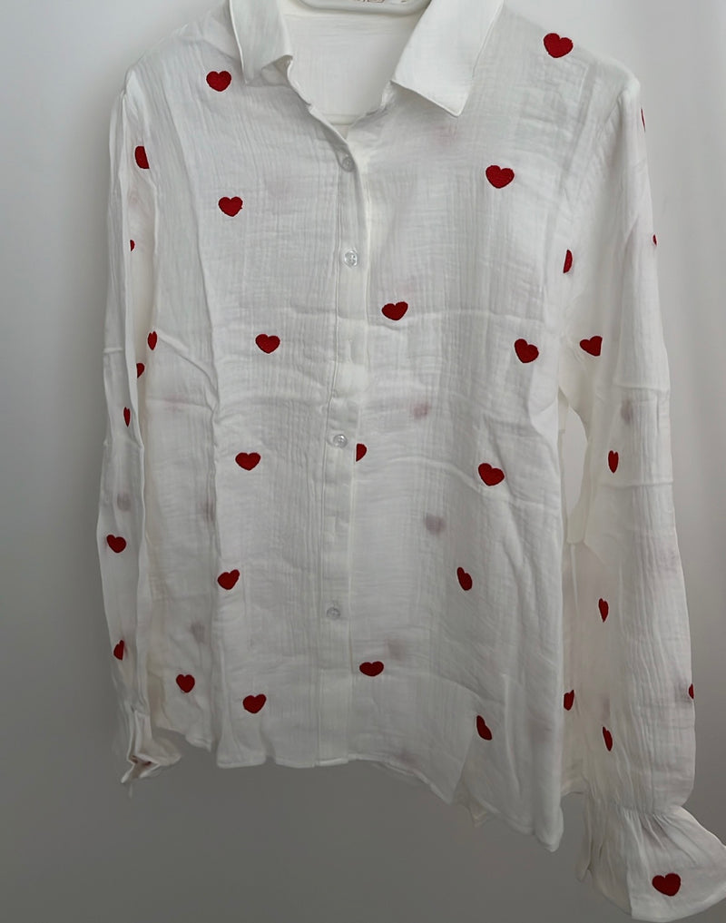 Musselin Bluse mit Herzen