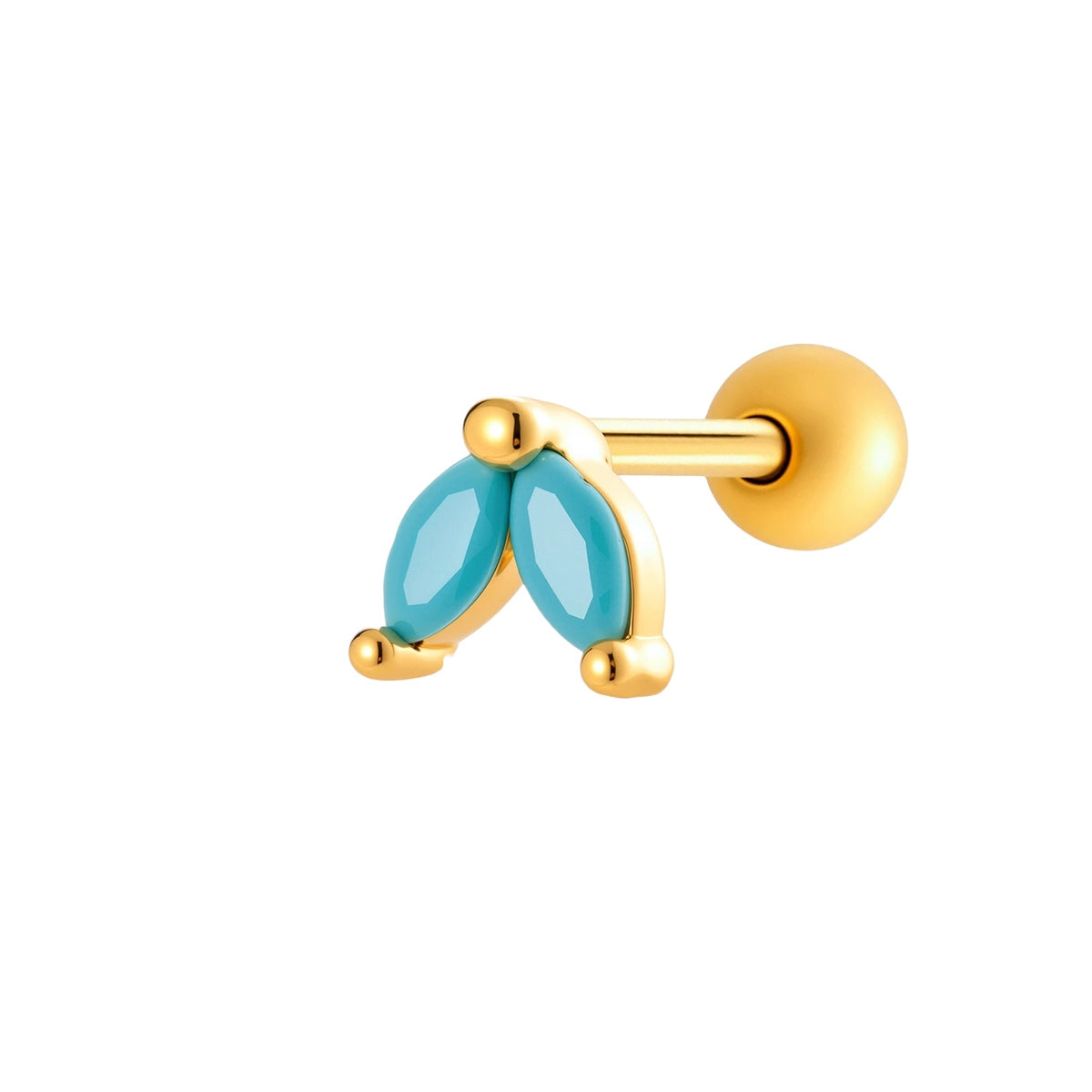 Ohrknorpel Stecker – Edelstahl mit Zirkonia | Türkis