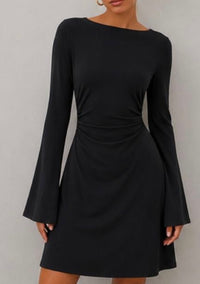 Elegantes Minikleid mit Trompetenärmeln | Schwarz