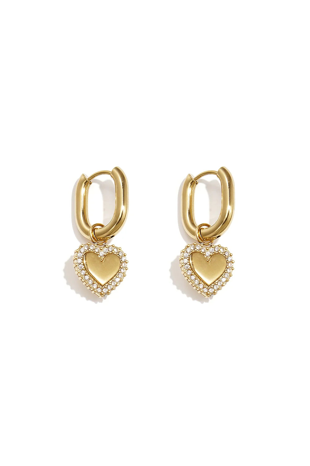 Golden Love Creolen mit Herzanhänger – Zirkonia Ohrringe Gold