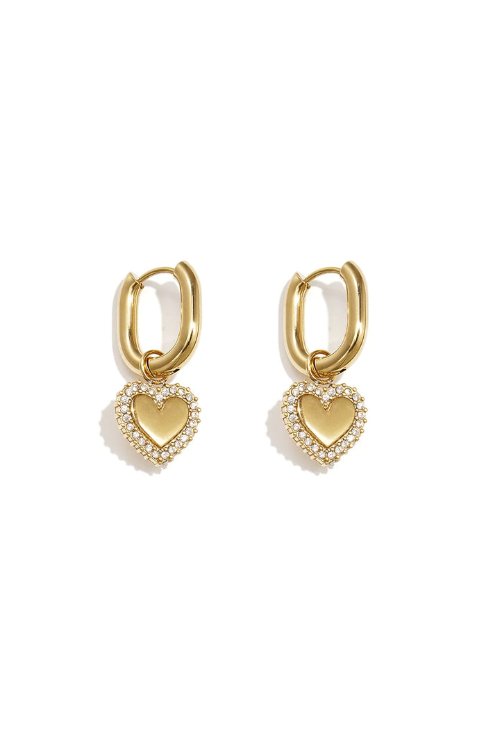 Golden Love Creolen mit Herzanhänger – Zirkonia Ohrringe Gold