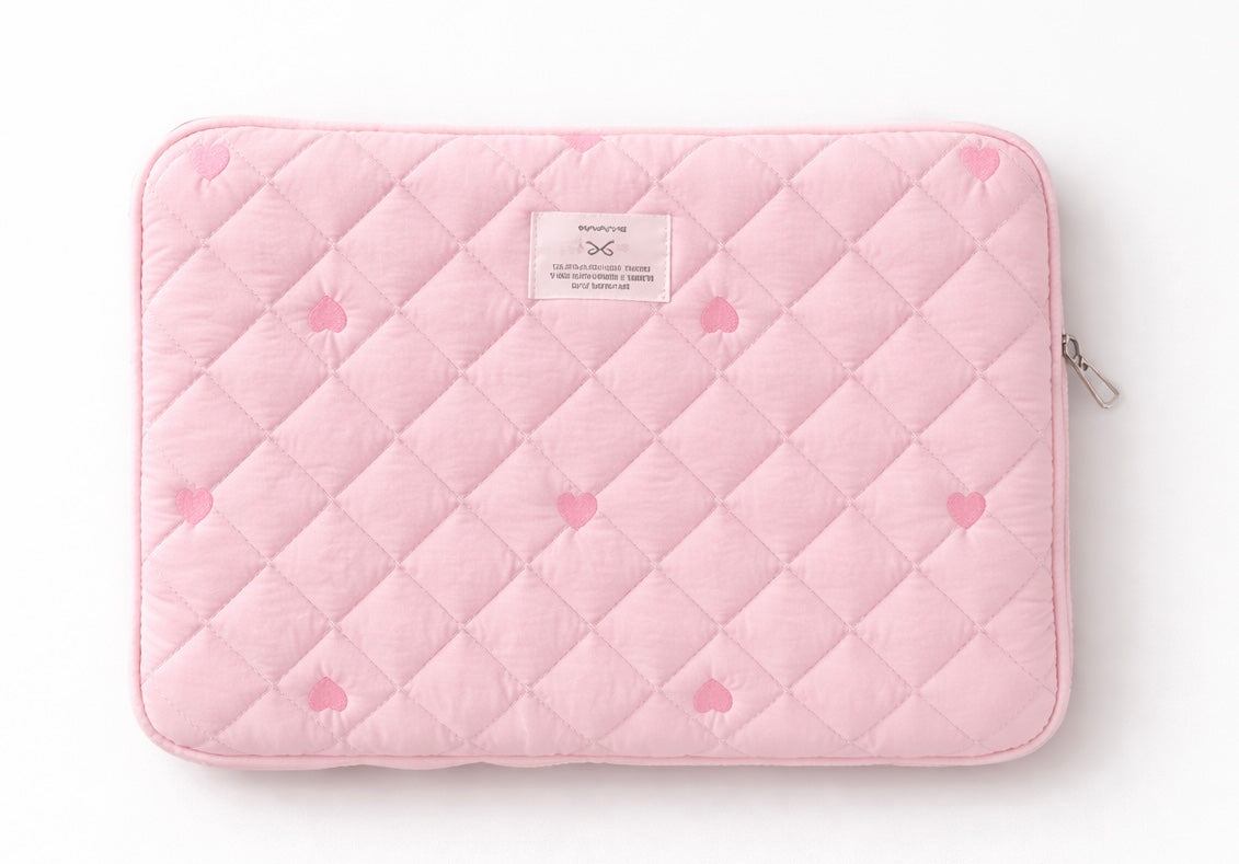 Laptop - Tasche | Rosa mit Herzen