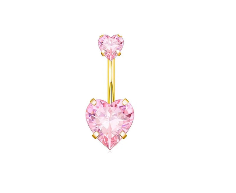 Bauchnabelpiercing - Rosa Herz | Gold